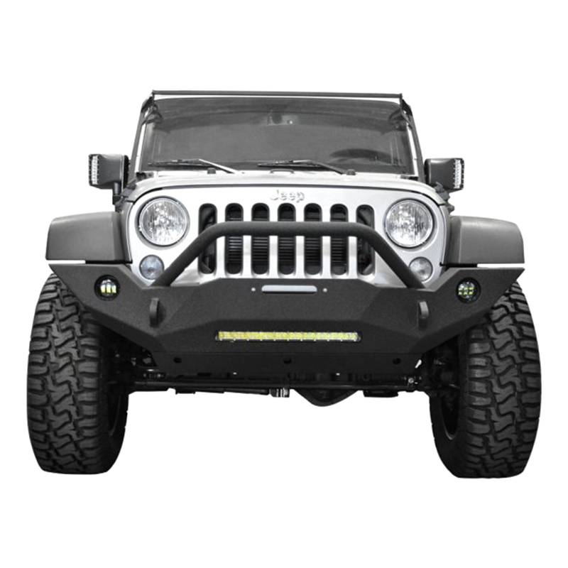 DV8 Offroad - DV8 Offroad FBSHTB-18 Mid Length Winch Front Bumper with Fog Light Holes for Jeep Wrangler JK 2007-2018