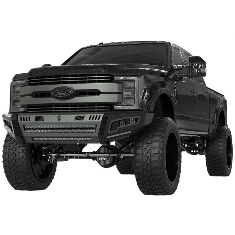 Road Armor - Road Armor 6172DF-A0-P2-MR-BH Identity Non-Shackle Front Bumper with Beauty Ring Mesh and 2 Cube Light Pods for Ford F250/F350/F450 2017-2018