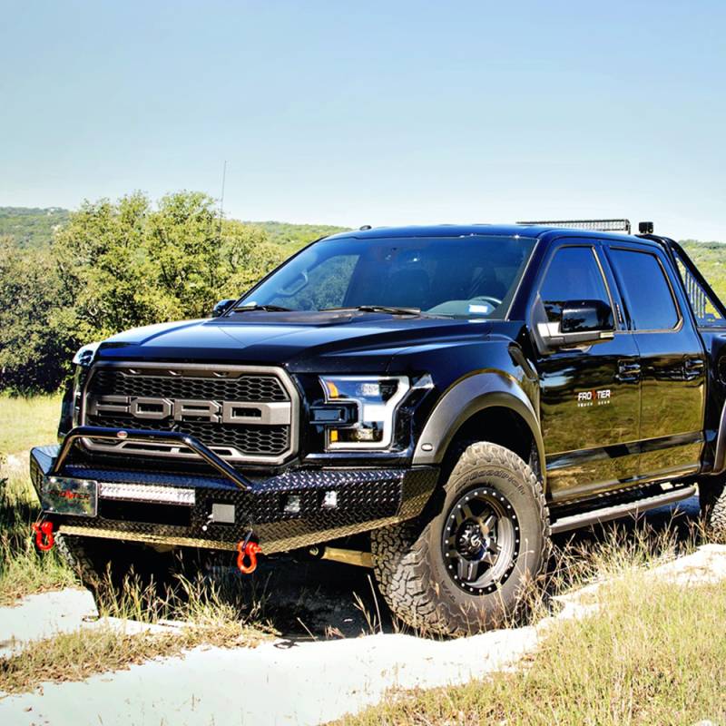 Frontier Gear - Frontier Gear 140-51-8014 Sport Front Bumper with Cube Light and Light Bar Compatible for Ford F150 2018-2020 New Body Style