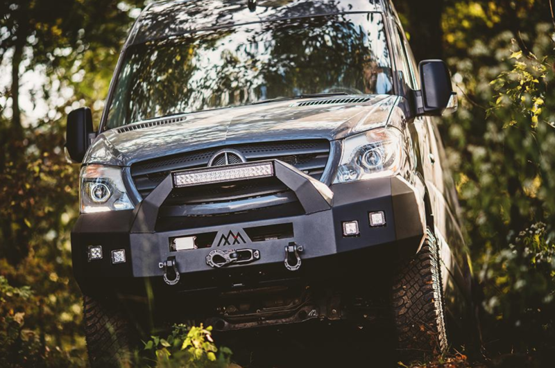 Backwoods - Backwoods BWMS3S-103UUIIB Nomad Front Bumper with Bull Bar LED and Winch Ready without Sensor Holes Mercedes Sprinter 2019-2020