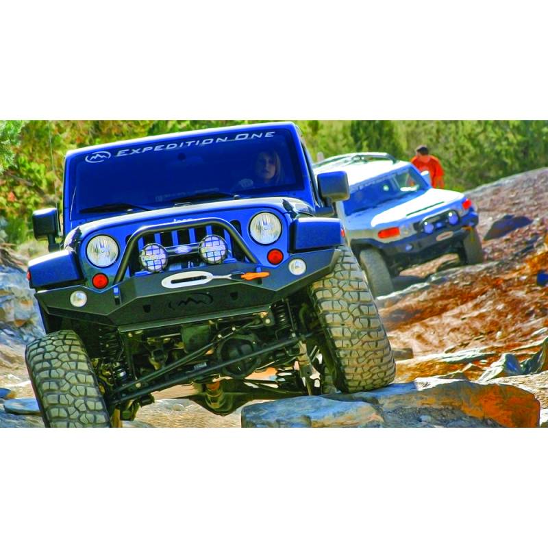 Expedition One - Expedition One JKFB100_PC Trail Series Full Width Winch Front Bumper for Jeep Wrangler JK 2007-2018 - Textured Black