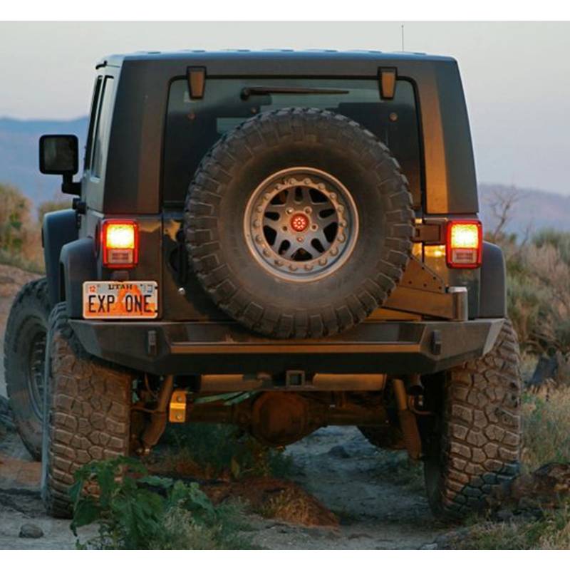 Expedition One - Expedition One JKRB100_STC_PC Trail Series Rear Bumper with Tire Carrier System for Jeep Wrangler JK 2007-2018 - Textured Black