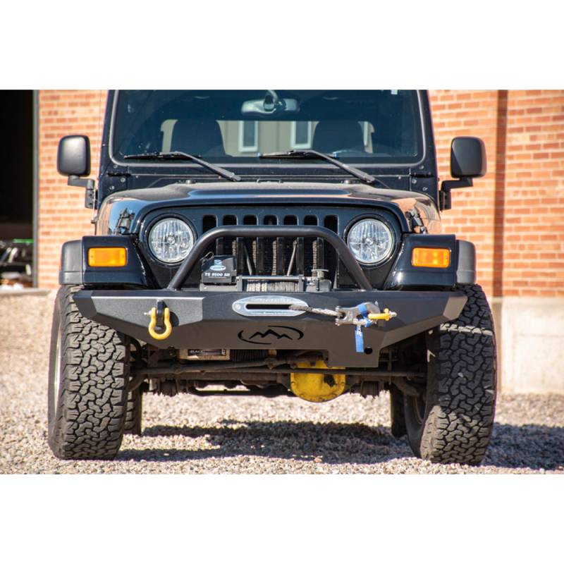 Expedition One - Expedition One TJFB100_H Trail Series Winch Front Bumper with Hoop for Jeep Wrangler TJ 1997-2006 - Bare Steel