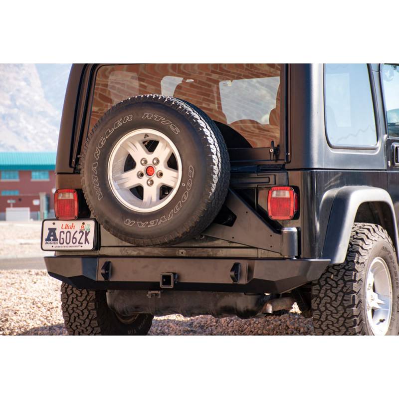 Expedition One - Expedition One TJRB100_STC Trail Series Rear Bumper with Carrier for Jeep Wrangler TJ 1997-2006 - Bare Steel