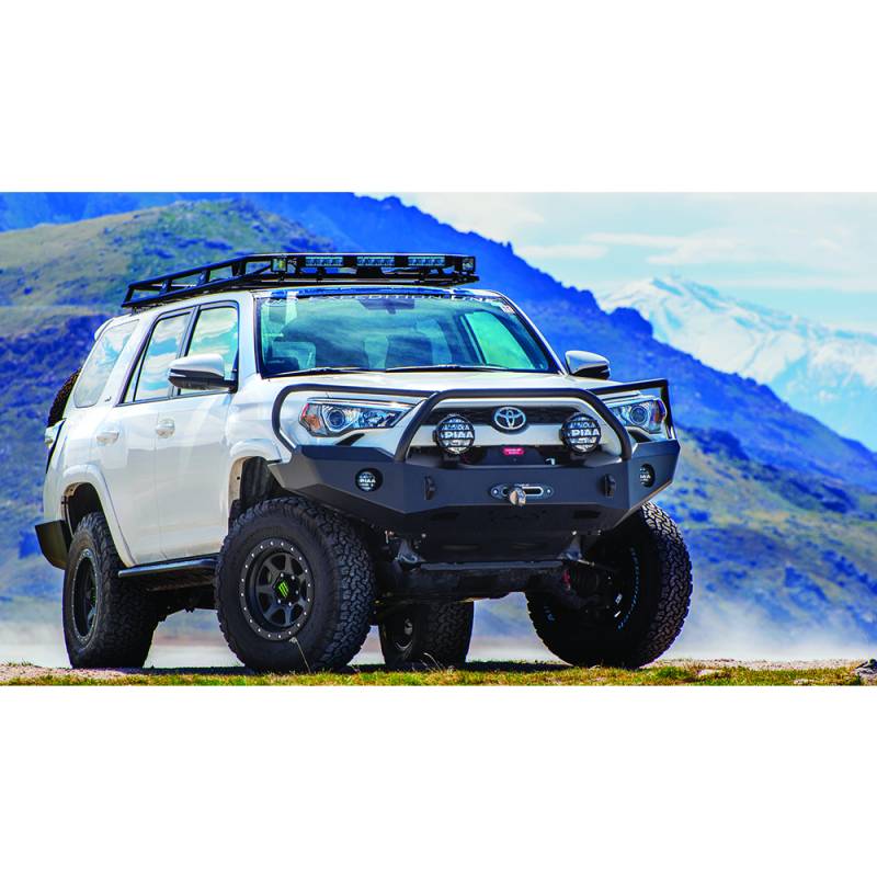 Expedition One - Expedition One 4RFB100_H_PC Base Front Bumper with Single Center Hoop for Toyota 4Runner 2014-2019 - Textured Black