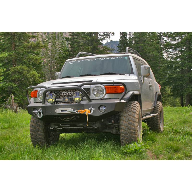 Expedition One - Expedition One FJCFB100_DM Trail Series Diamond Front Bumper for Toyota FJ Cruiser 2007-2010 - Bare Steel