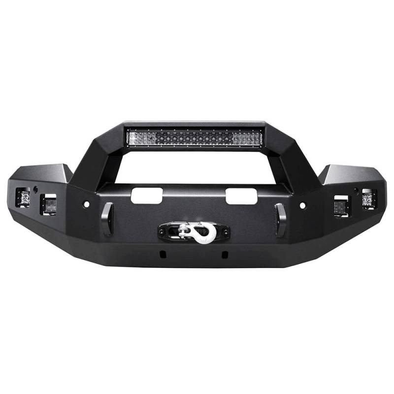 Backwoods - Backwoods BWDAR2-101XXLLB Brute Winch Front Bumper with Bull Bar LED and without Sensor Holes for Dodge Ram 2500/3500 2010-2018