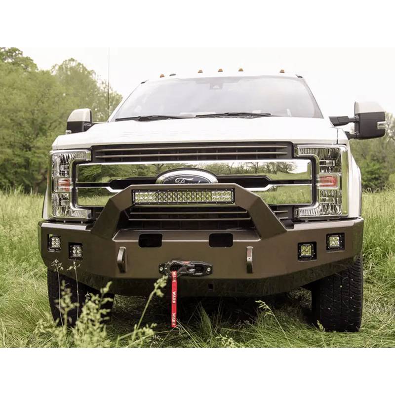 Backwoods - Backwoods BWFH25-101XXLLB Brute Winch Front Bumper with Bull Bar LED and without Sensor Holes for Ford F250/F350 2017-2021