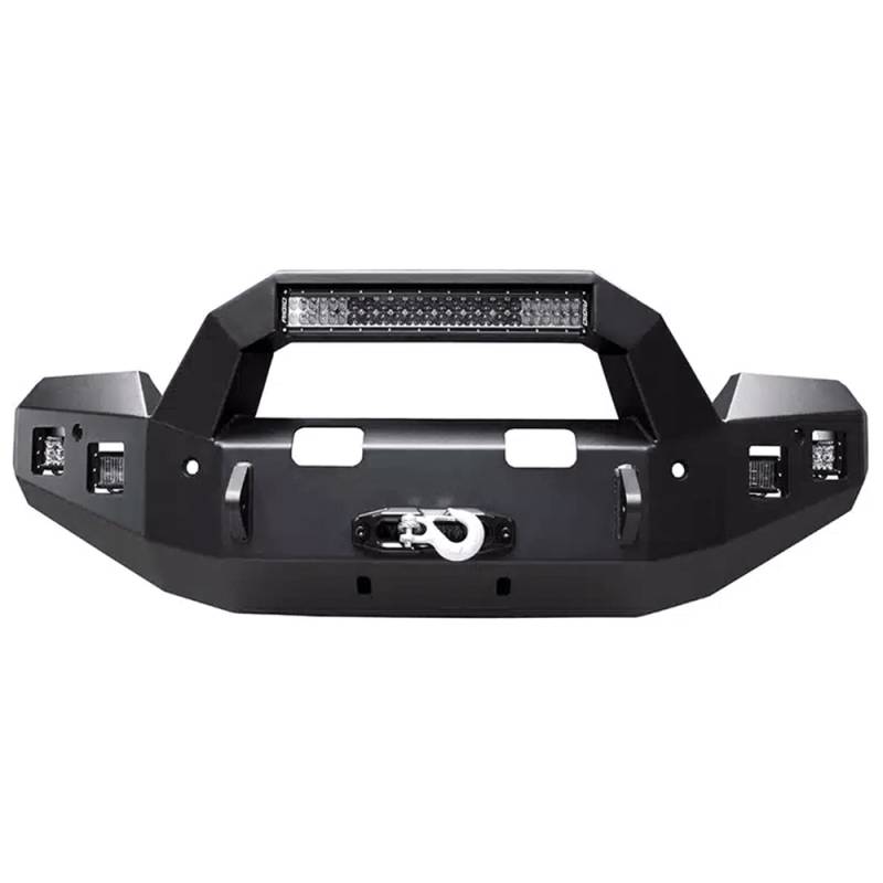 Backwoods - Backwoods BWGFS2-101XXIIB Brute Winch Front Bumper with Bull Bar LED and Sensor Holes for GMC Sierra 2500HD/3500 2015-2019