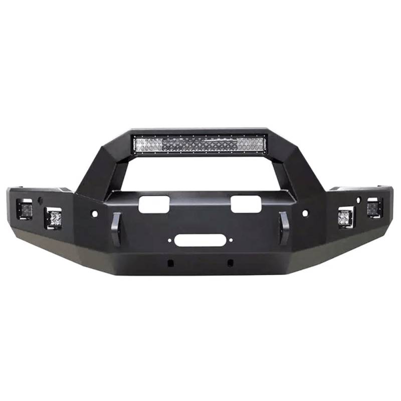 Backwoods - Backwoods BWGFS2-101XXLLB Brute Winch Front Bumper with Bull Bar LED and without Sensor Holes for GMC Sierra 2500HD/3500 2015-2019