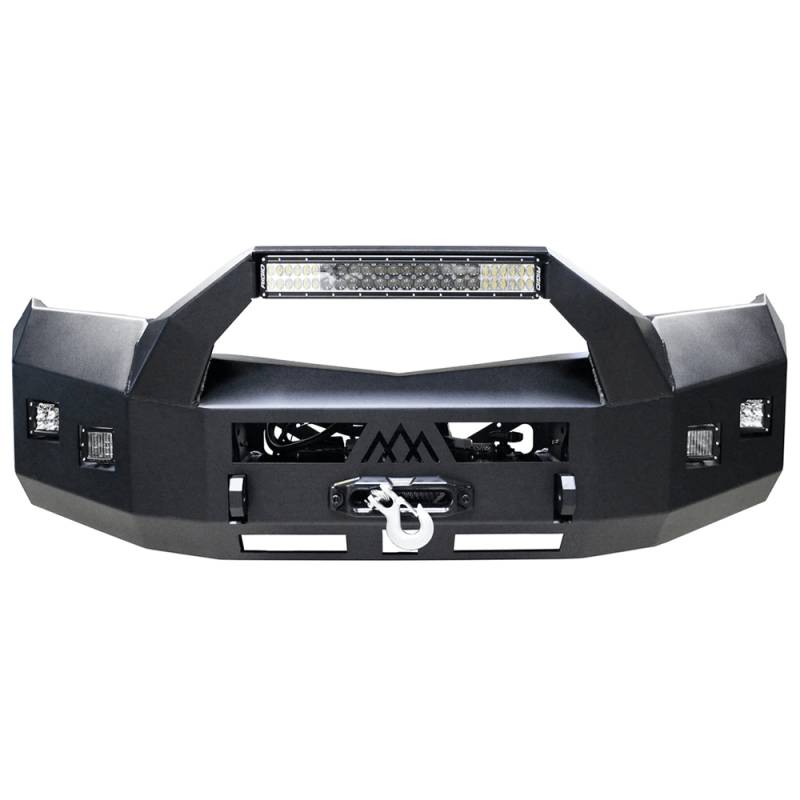 Backwoods - Backwoods BWMEMS-103XXIIB Nomad Winch Front Bumper with Bull Bar and Sensor Holes for Mercedes Sprinter 2014-2018