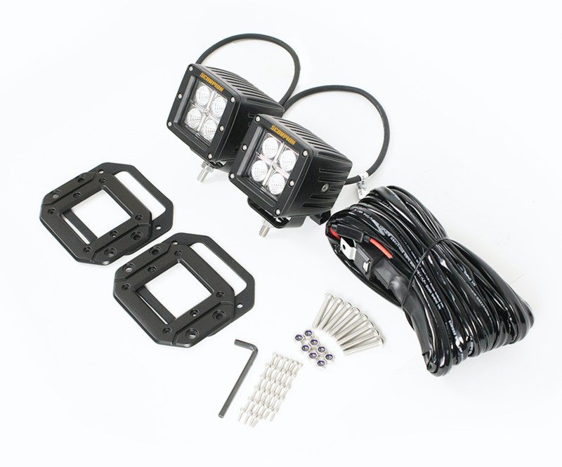 Scorpion Extreme Armor - Scorpion KU09142BK Flood Beam LED Lights with Surface & Flush Mount Kit - Pair