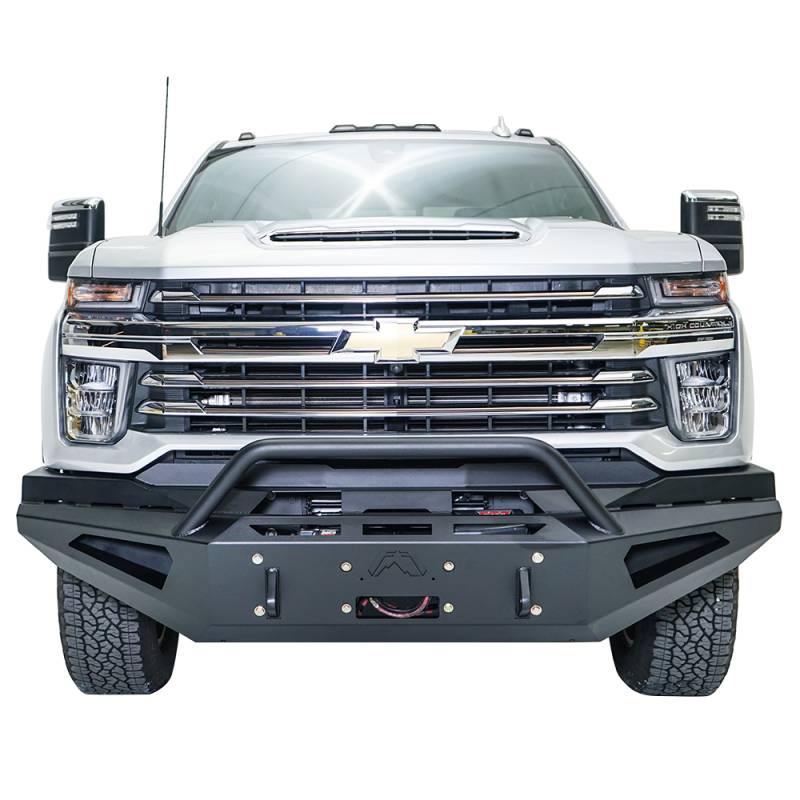 Fab Fours - Fab Fours CH20-RS4962-1 Red Steel Winch Front Bumper with Pre-Runner Guard for Chevy Silverado 2500 HD/3500 2020