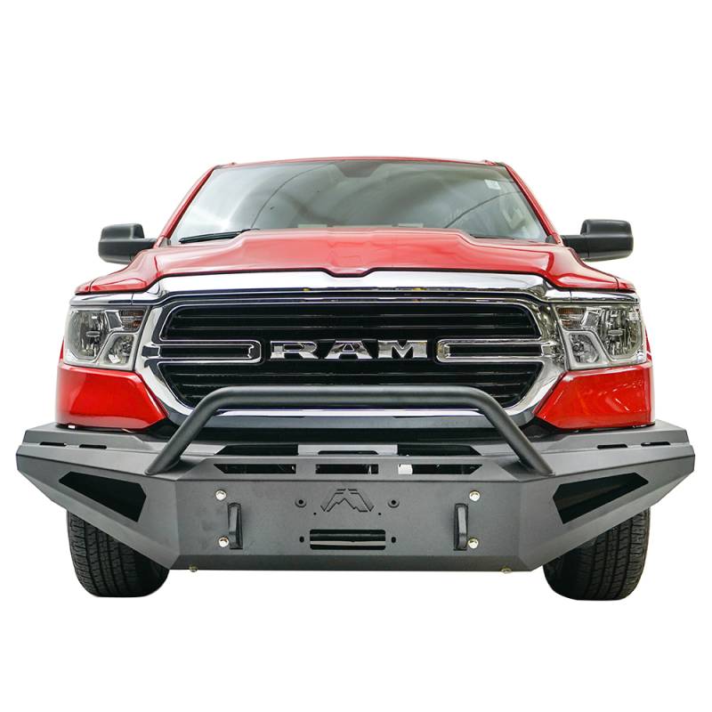 Fab Fours - Fab Fours DR19-RS4262-1 Red Steel Winch Front Bumper with Pre-Runner Guard for Dodge Ram 1500 2019-2020