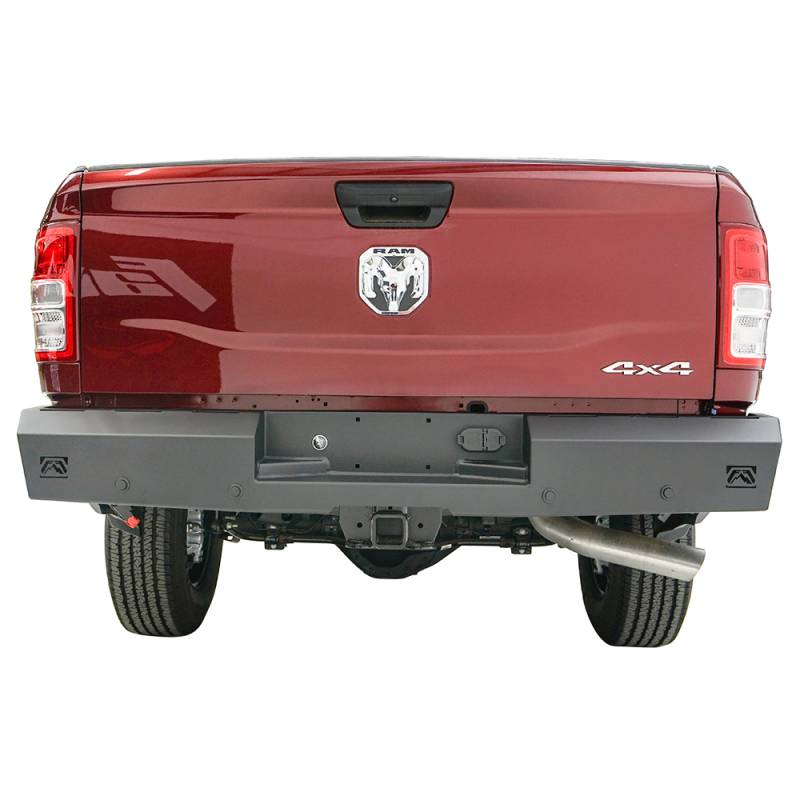 Fab Fours - Fab Fours DR19-RT4450-1 Red Steel Rear Bumper with Sensor Holes for Dodge Ram 2500/3500 2019-2020