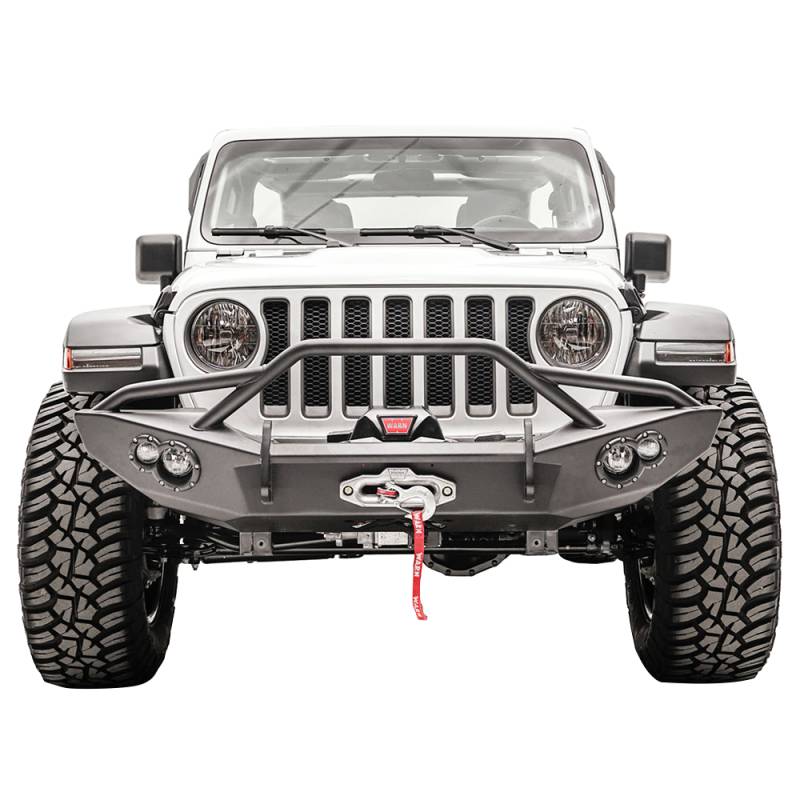 Fab Fours - Fab Fours JL18-B4651-1 Lifestyle Winch Front Bumper for Jeep Wrangler JL 2018-2020