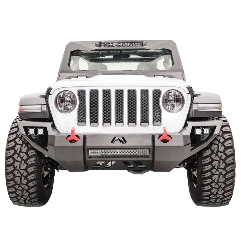 Fab Fours - Fab Fours JL18-D4651-1 Vengeance Front Bumper with Sensor Holes for Jeep Wrangler JL 2018-2020