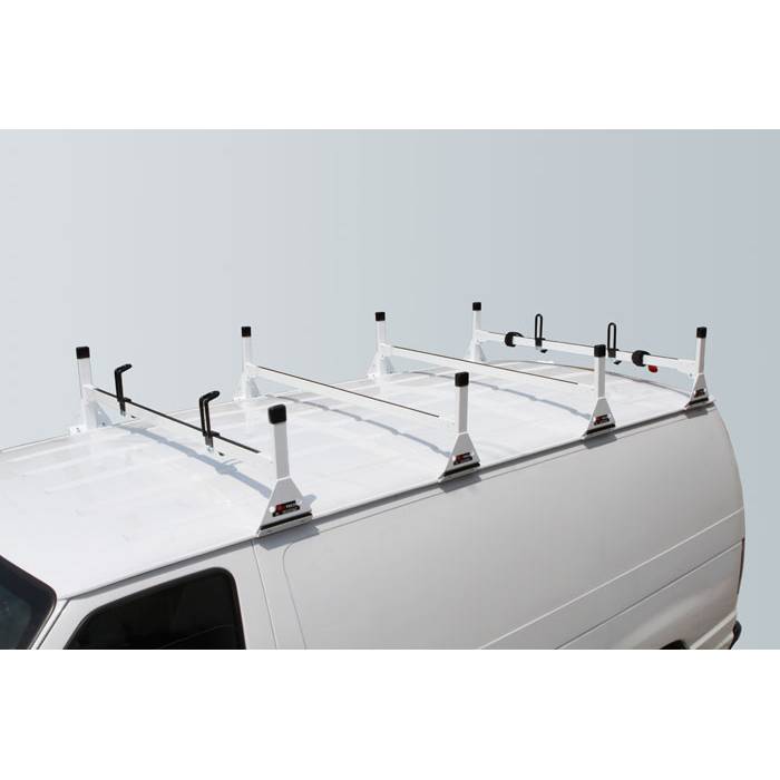 Vantech - Vantech H3084W 4 Bar Rack White Aluminum Ford Econoline 1992-2012