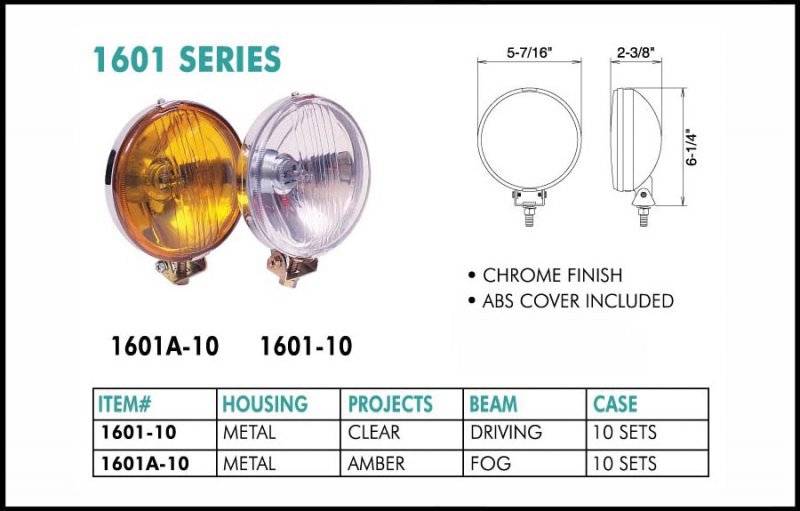 Eagle Eye Lights - Eagle Eye Lights 1601A-2010 5-7/16" Chrome 12V 100W Fog Amber Round Slim Off Road Light with ABS Cover Set