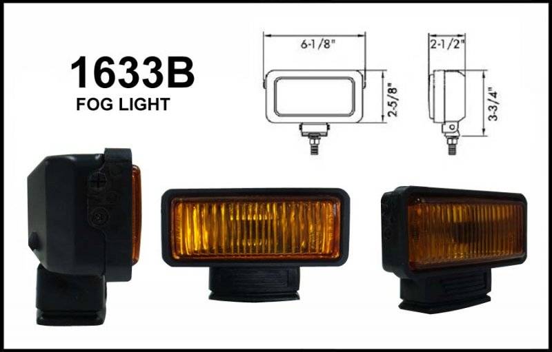 Eagle Eye Lights - Eagle Eye Lights 1633B 6 1/8" Black Resin 12V 55W Fog Rectangular Halogen Auxiliary Light with HI-Impact Flip Cover 320A Wiring Set