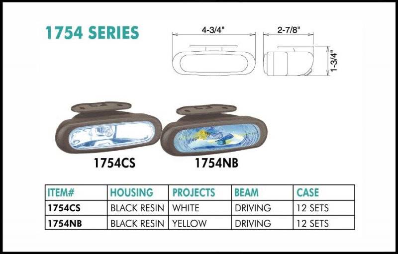 Eagle Eye Lights - Eagle Eye Lights 1754CS 4 3/4" Black Resin Driving Clear Oval Halogen Light with 320A Wiring Set