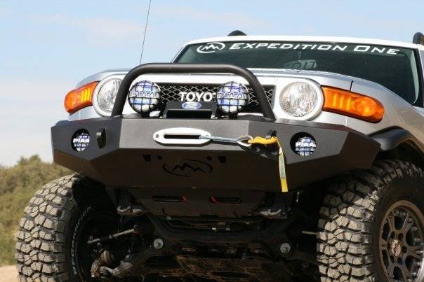 Expedition One - Expedition One FJCFB100_H Trail Series Front Bumper with Standard Center Hoop for Toyota FJ Cruiser 2007-2014 - Bare Steel