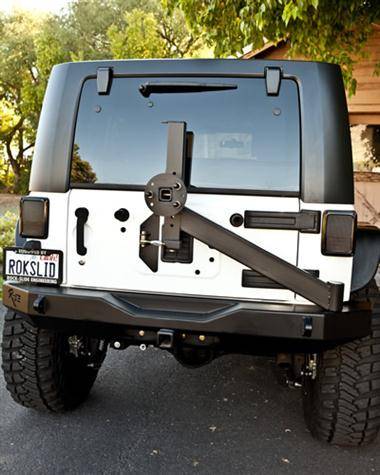Rock Slide Engineering - Rock Slide RB-F-100-JK Rigid Rear Bumper with Tire Carrier Jeep Wrangler JK 2007-2018