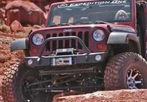 Expedition One JKFB_CS_H Core Series Winch Front Bumper with Hoop for Jeep Wrangler JK 2007-2018 - Bare Steel