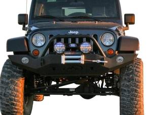 Expedition One JKFB100_H Trail Series Full Width Winch Front Bumper with Hoop for Jeep Wrangler JK 2007-2018 - Bare Steel