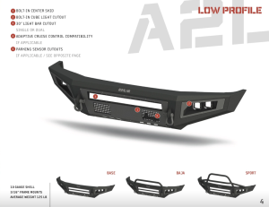 Bodyguard - Bodyguard GAG20B A2L Non-Winch Low Profile Base Front Bumper GMC Sierra 2500HD/3500 2020-2021 - Image 4