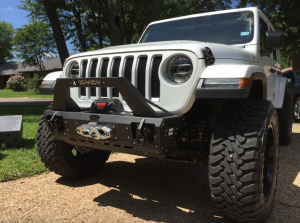 Bodyguard - Bodyguard 47077T Front bumper Stubby with Push Bar and End Cap Light Holes Textured Black Jeep JL 2018-2020 - Image 7