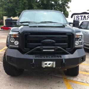 Iron Cross - Iron Cross 22-425-11 Winch Front Bumper with Push Bar for Ford F250/F350/F450 2011-2016 - Gloss Black - Image 2