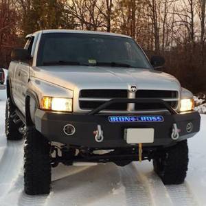 Iron Cross - Iron Cross 22-615-97 Winch Front Bumper with Push Bar for Dodge Ram 1500 1997-2001 - Gloss Black - Image 4