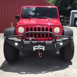Hammerhead 600-56-0396 Full Width Winch Front Bumper with Pre -Runner Guard and Square Light Holes for Jeep Wrangler JK 2007-2017