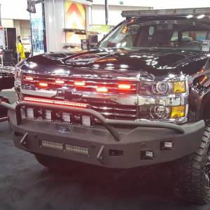 Hammerhead 600-56-0411 Low Profile Non-Winch Front Bumper with Pre-Runner Guard and Square Light Holes for Chevy Silverado 2500/3500 2015-2019
