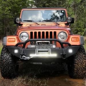 Hammerhead 600-56-0626 Winch Front Bumper with Pre-Runner Guard and Square Light Holes for Jeep Wrangler TJ 1997-2006