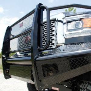Fab Fours - Fab Fours GM08-S2160-1 Black Steel Front Bumper with Full Grille Guard for GMC Sierra 2500/3500 2007-2010 - Image 3
