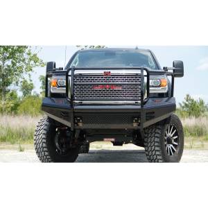Fab Fours GM14-S3160-1 Black Steel Front Bumper with Full Grille Guard for GMC Sierra 2500/3500 2015-2019