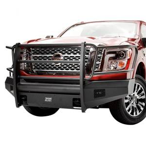 Fab Fours - Fab Fours NT16-R3760-1 Black Steel Elite Smooth Front Bumper with Full Guard for Nissan Titan XD Only 2016-2019 - Image 2