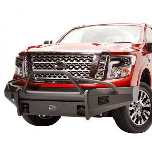 Fab Fours NT16-R3762-1 Black Steel Elite Smooth Front Bumper with Pre-Runner Guard for Nissan Titan XD Only 2016-2019