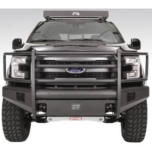 Fab Fours FF15-R3250-1 Black Steel Elite Smooth Front Bumper with Full Guard for Ford F150 2015-2017