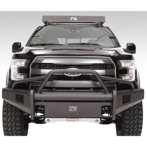 Fab Fours FF15-R3252-1 Black Steel Elite Smooth Front Bumper with Pre-Runner Guard for Ford F150 2015-2017