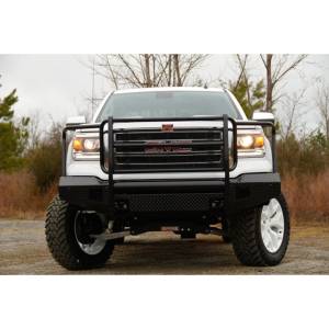 Fab Fours - Fab Fours GM07-K2160-1 Black Steel Front Bumper with Full Grille Guard for GMC Sierra 1500 2007-2013 - Image 2