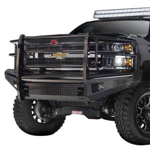 Fab Fours CH08-S2060-1 Black Steel Front Bumper with Grille Guard for Chevy Silverado 2500/3500 2007-2010