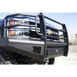 Fab Fours - Fab Fours CH08-Q2060-1 Black Steel Elite Smooth Front Bumper with Grille Guard for Chevy Silverado 2500/3500 2007-2010 - Image 4