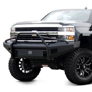 Fab Fours - Fab Fours CH08-Q2062-1 Black Steel Elite Smooth Front Bumper with Pre-Runner Guard for Chevy Silverado 2500/3500 2007-2010 - Image 3