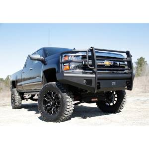 Fab Fours - Fab Fours CH14-Q3060-1 Black Steel Elite Smooth Front Bumper with Grille Guard for Chevy Silverado 2500/3500 2015-2019 - Image 4