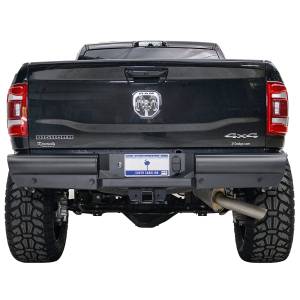 Fab Fours DR19-U4450-1 Black Steel Elite Smooth Rear Bumper For Dodge Ram 2500/3500 2018-2020