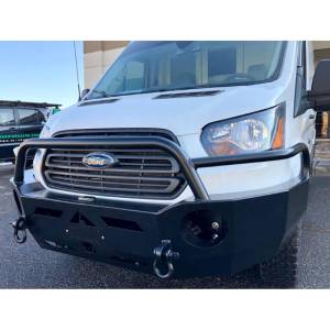 Aluminess 210509 2" Center Hoop and 1.5" Side Brush Guard Front Bumper for Ford Transit Van 2015-2020