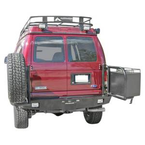 Aluminess 210005.2 Rear Bumper with Brush Guard and Swing Arm (8x6.5 Bolt Pattern) for Ford Econoline Van 1992-2014